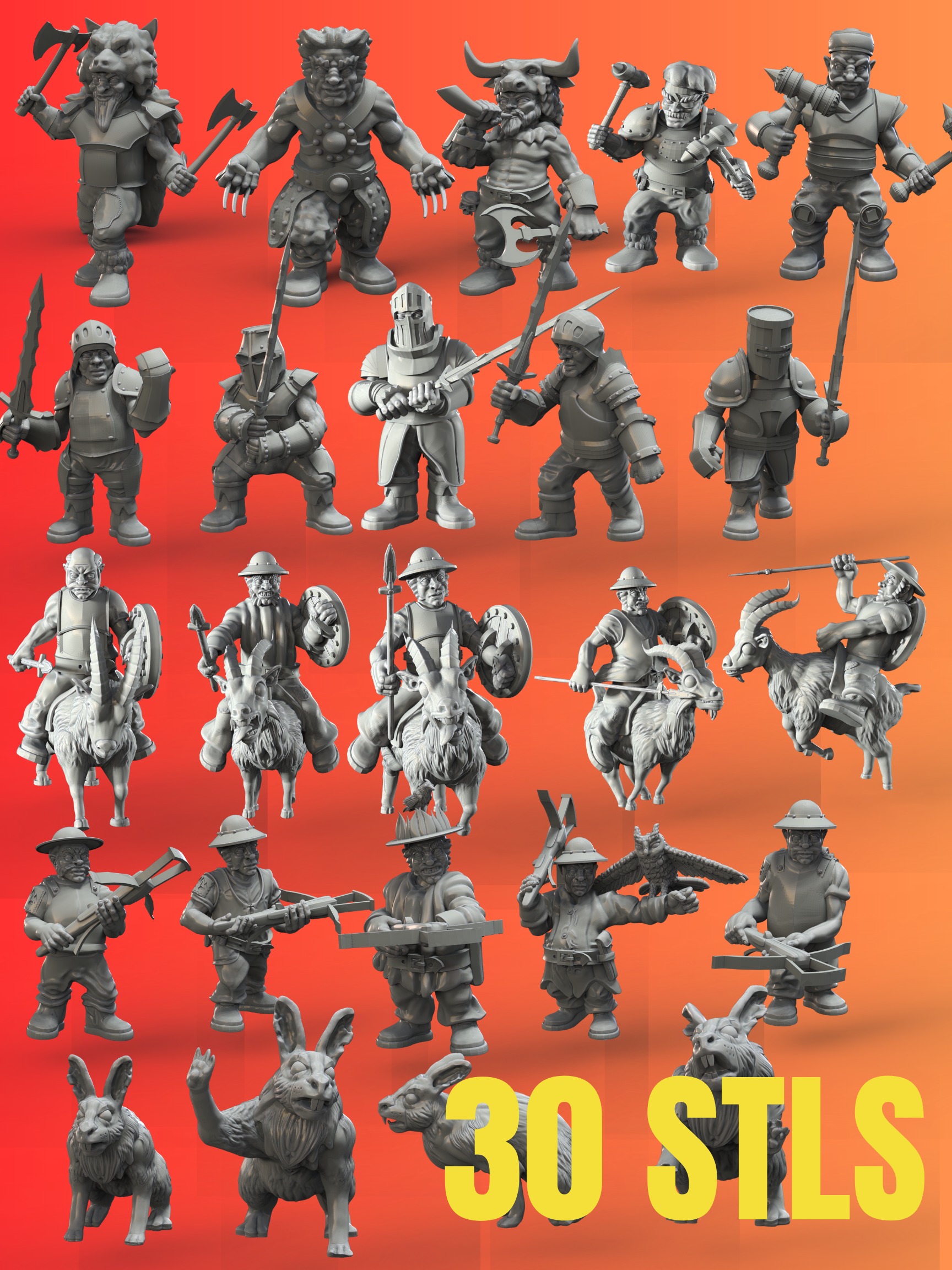 MerryFoot Militia Army Pack 3D print model_12