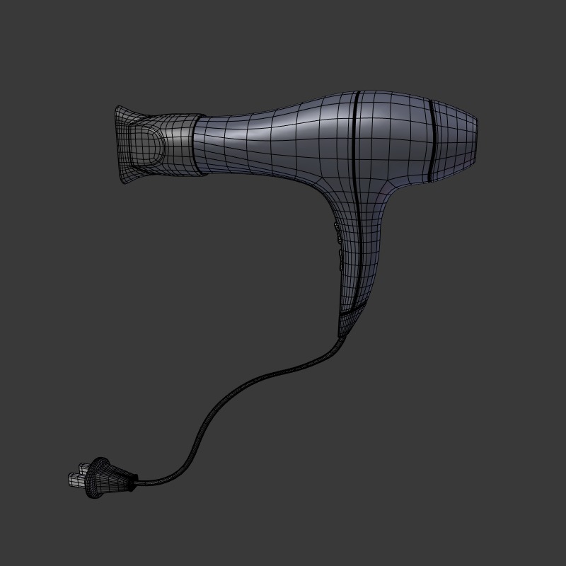 Hairdryer Low-poly 3D model_3
