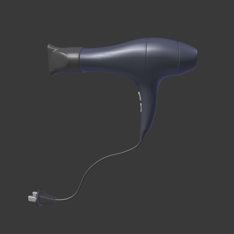 Hairdryer Low-poly 3D model_1