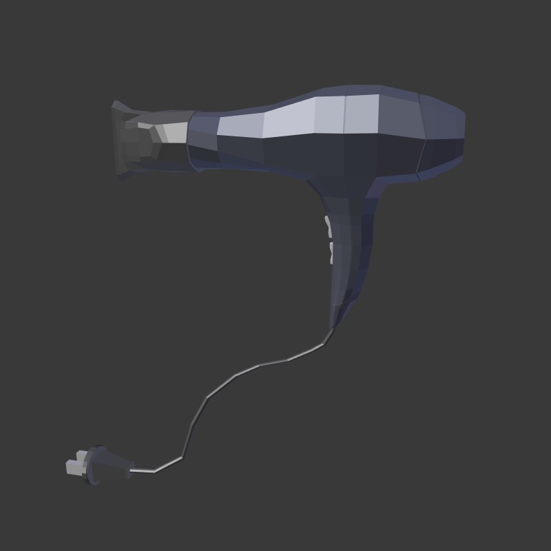 Hairdryer Low-poly 3D model_4