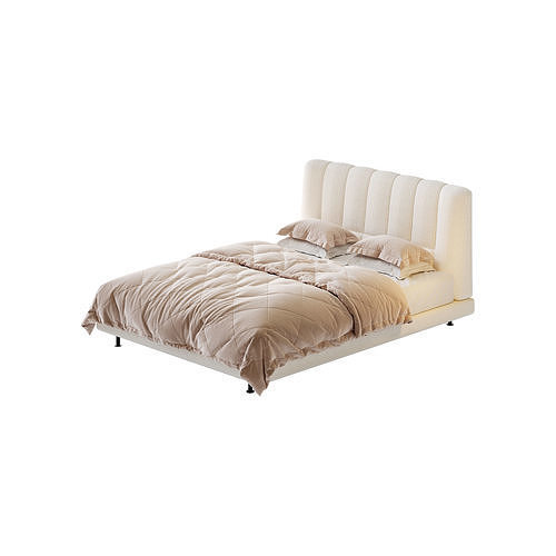 Dylan White Boucle Minimalist Bed Frame 3D model