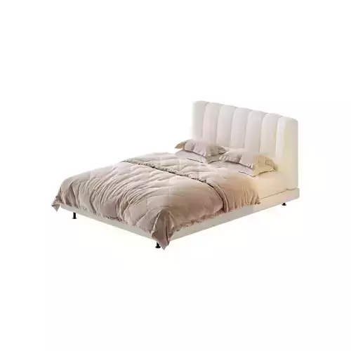 Dylan White Boucle Minimalist Bed Frame