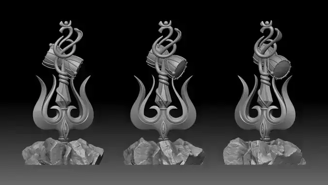Shiva trishul with om symbol for 3d print