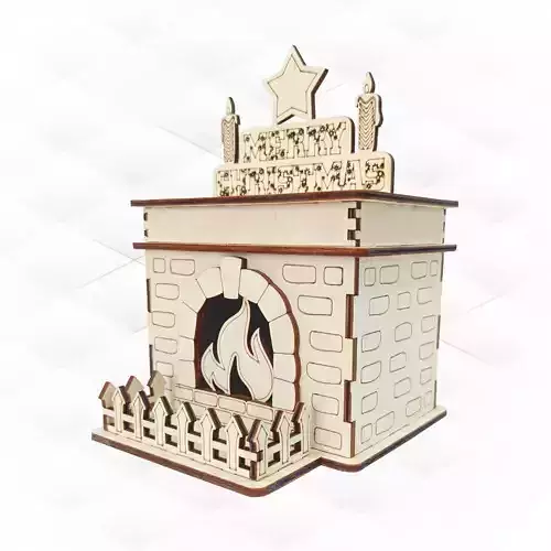 Christmas Fireplace gift box laser cutting design 3D print model Christmas Fireplace gift box laser cutting design 3D print model
