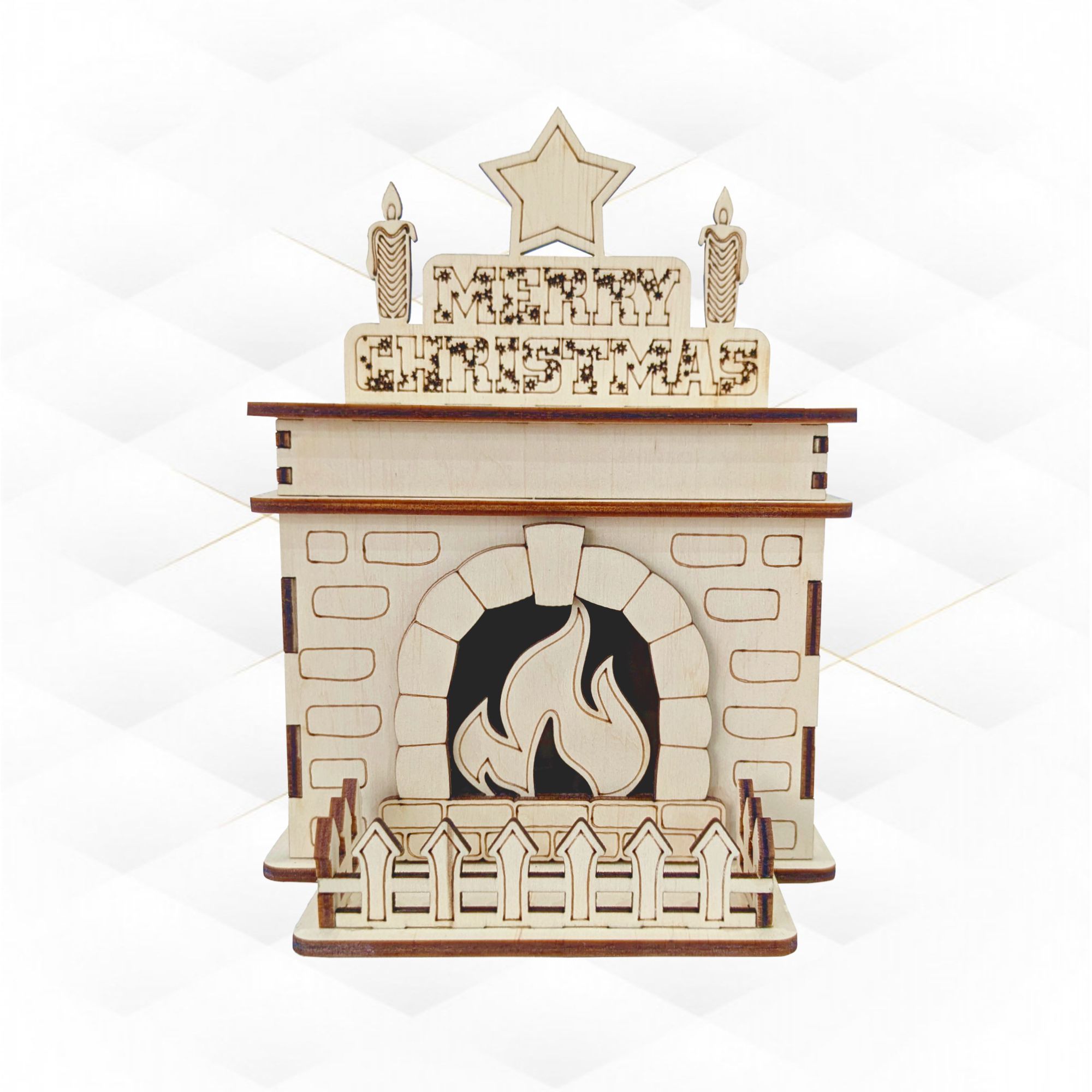 Christmas Fireplace gift box laser cutting design 3D print model_4