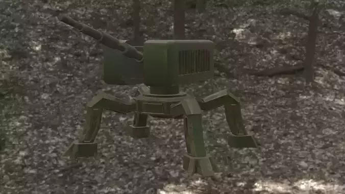 War robot Low-poly 3D model