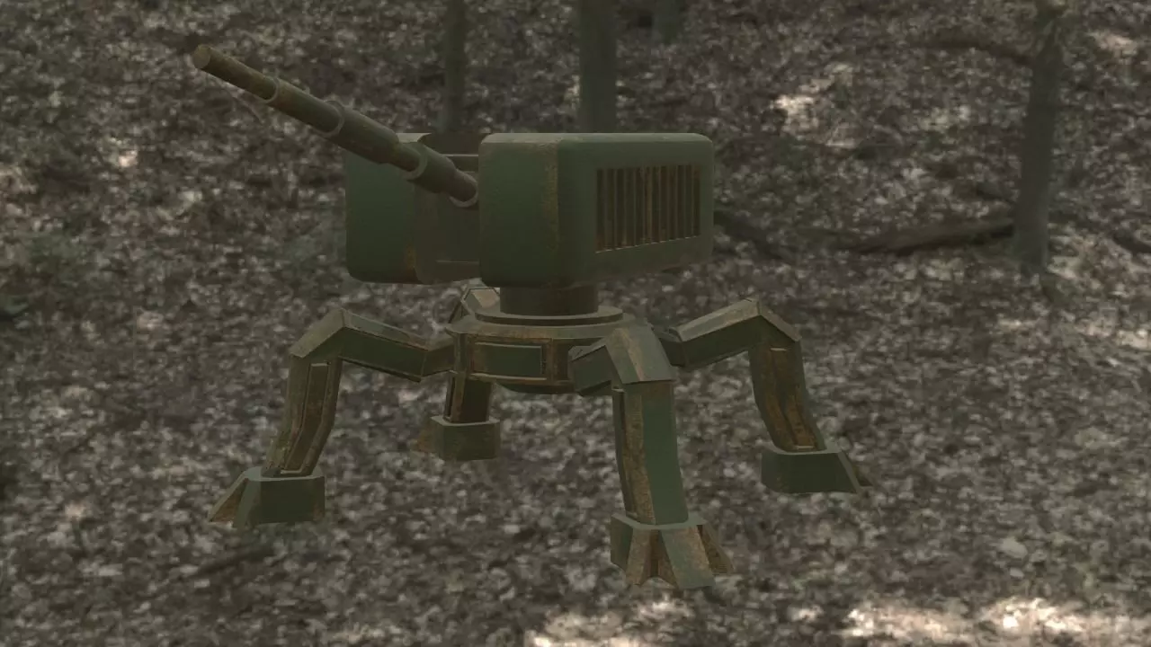 War robot Low-poly 3D model_0