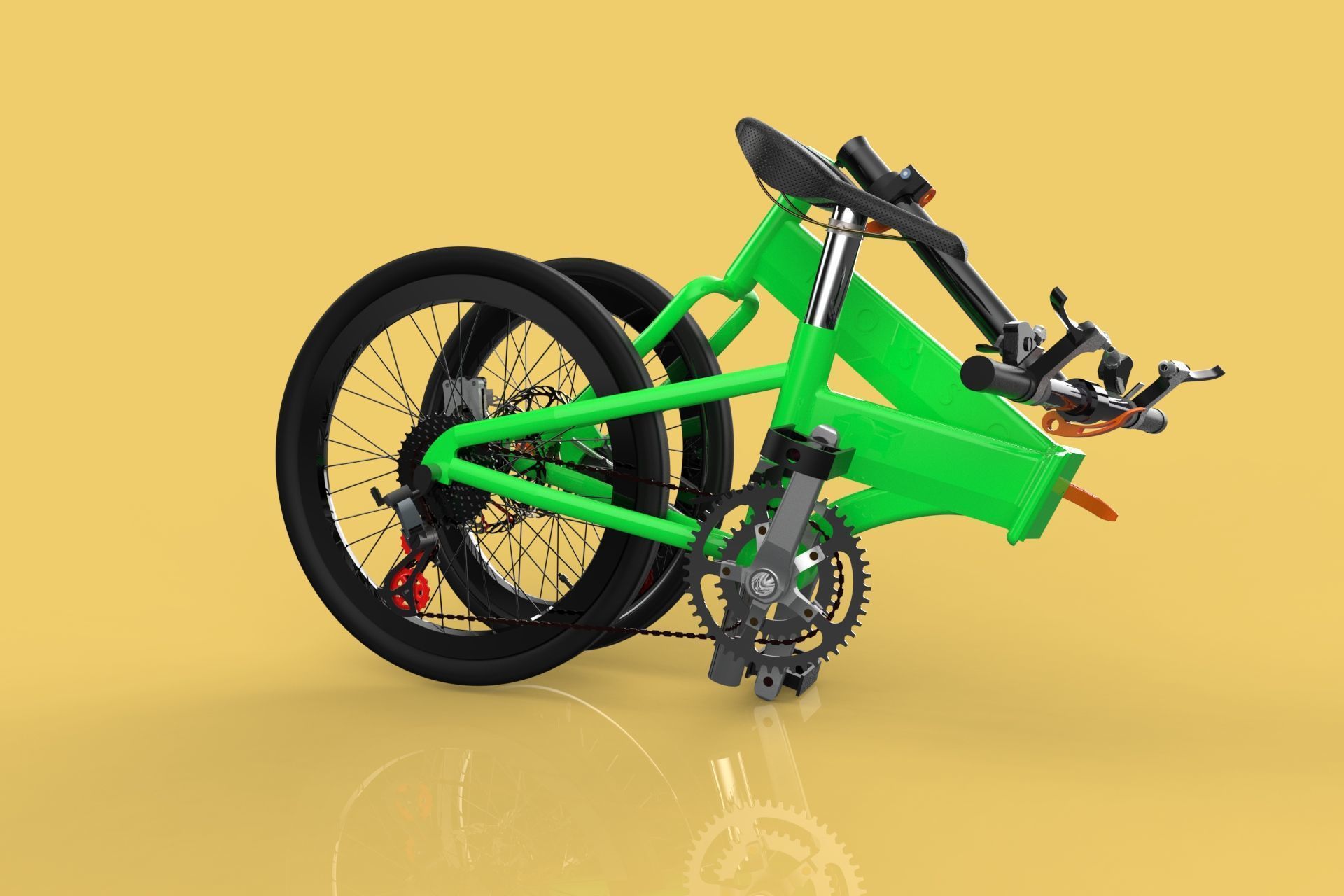FOLDING BIKE PORTABLE COMPACT FLIP BICYCLE 3D model_7