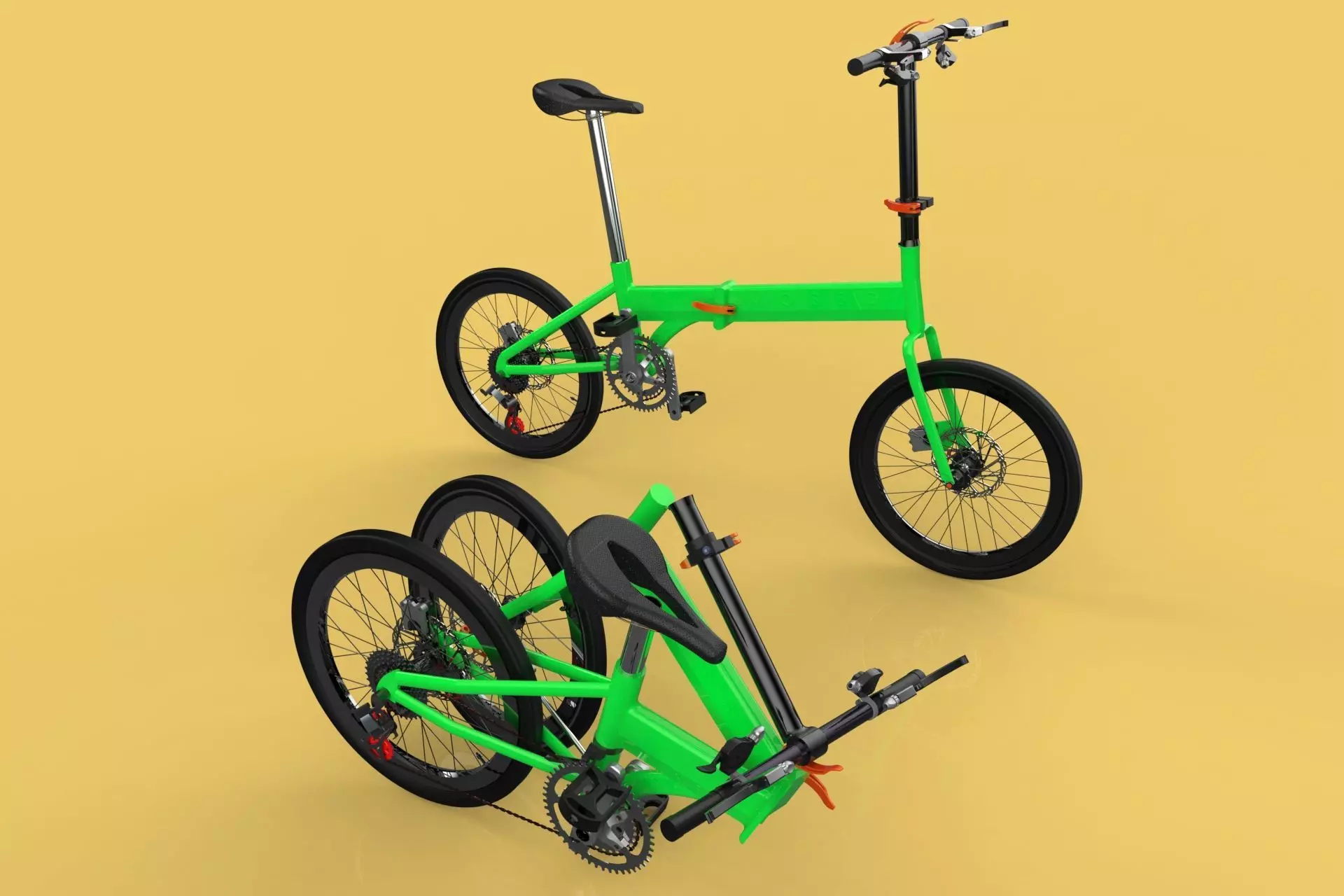 FOLDING BIKE PORTABLE COMPACT FLIP BICYCLE 3D model_0