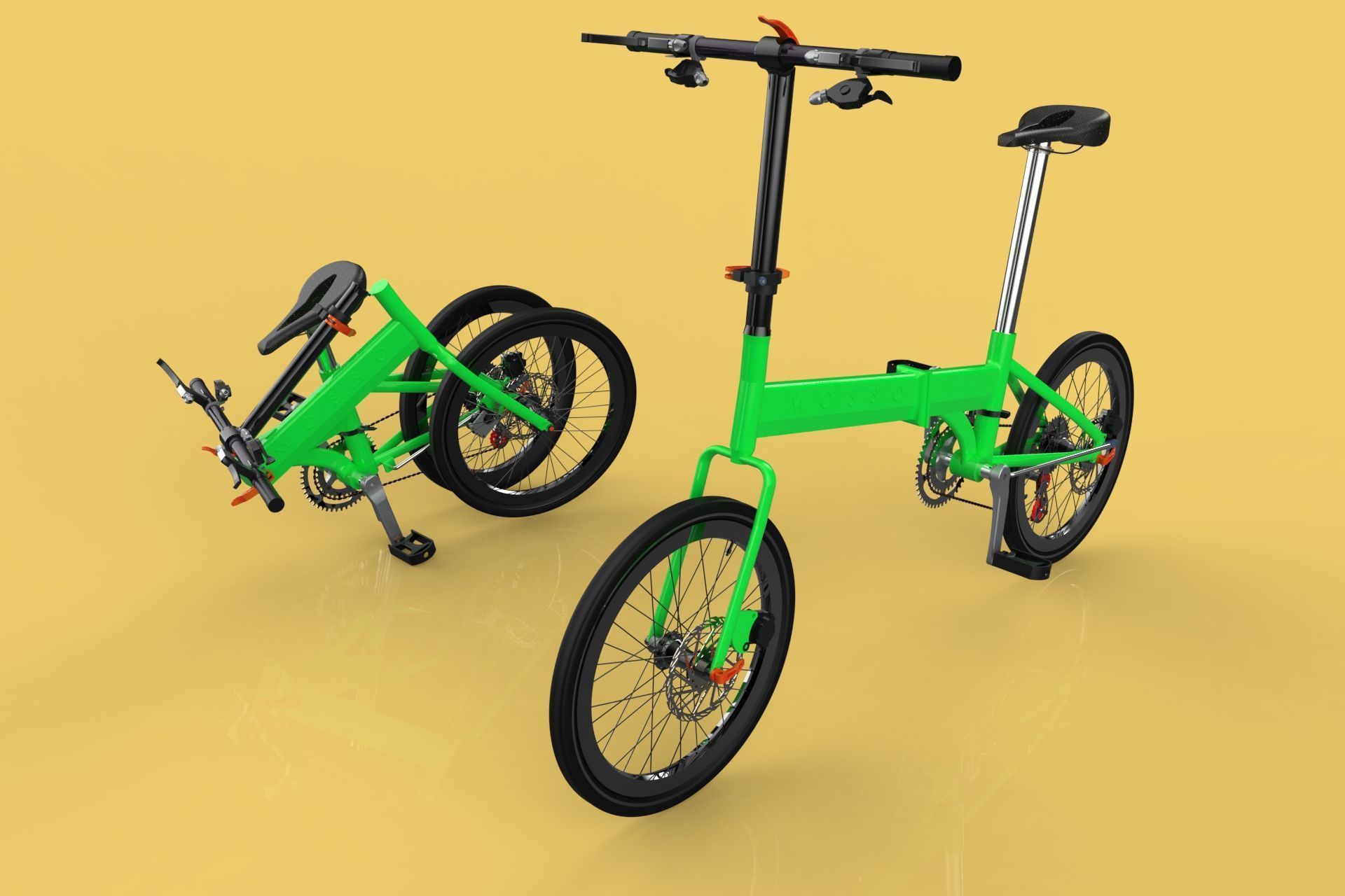 FOLDING BIKE PORTABLE COMPACT FLIP BICYCLE 3D model_1