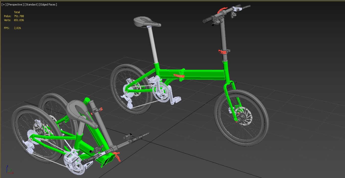 FOLDING BIKE PORTABLE COMPACT FLIP BICYCLE 3D model_18