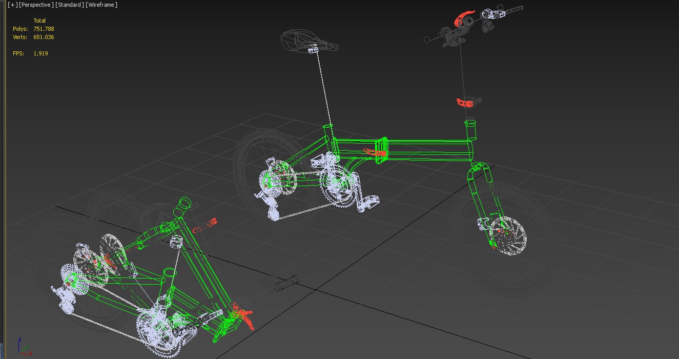 FOLDING BIKE PORTABLE COMPACT FLIP BICYCLE 3D model_19
