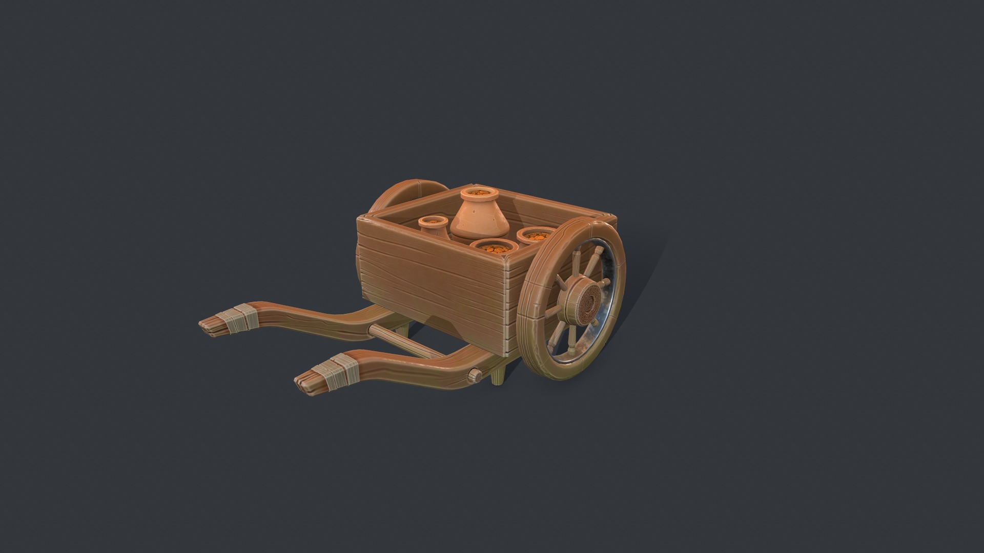 Stylized Wheelbarrow Low-poly 3D model_4