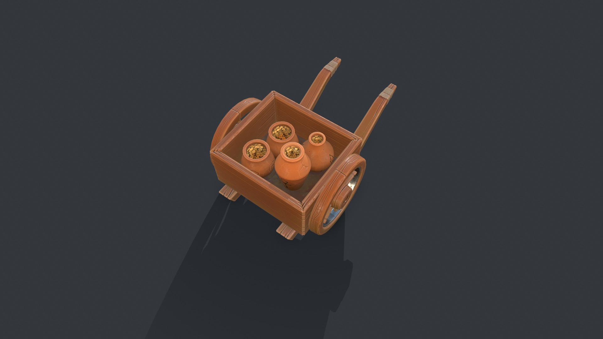 Stylized Wheelbarrow Low-poly 3D model_5