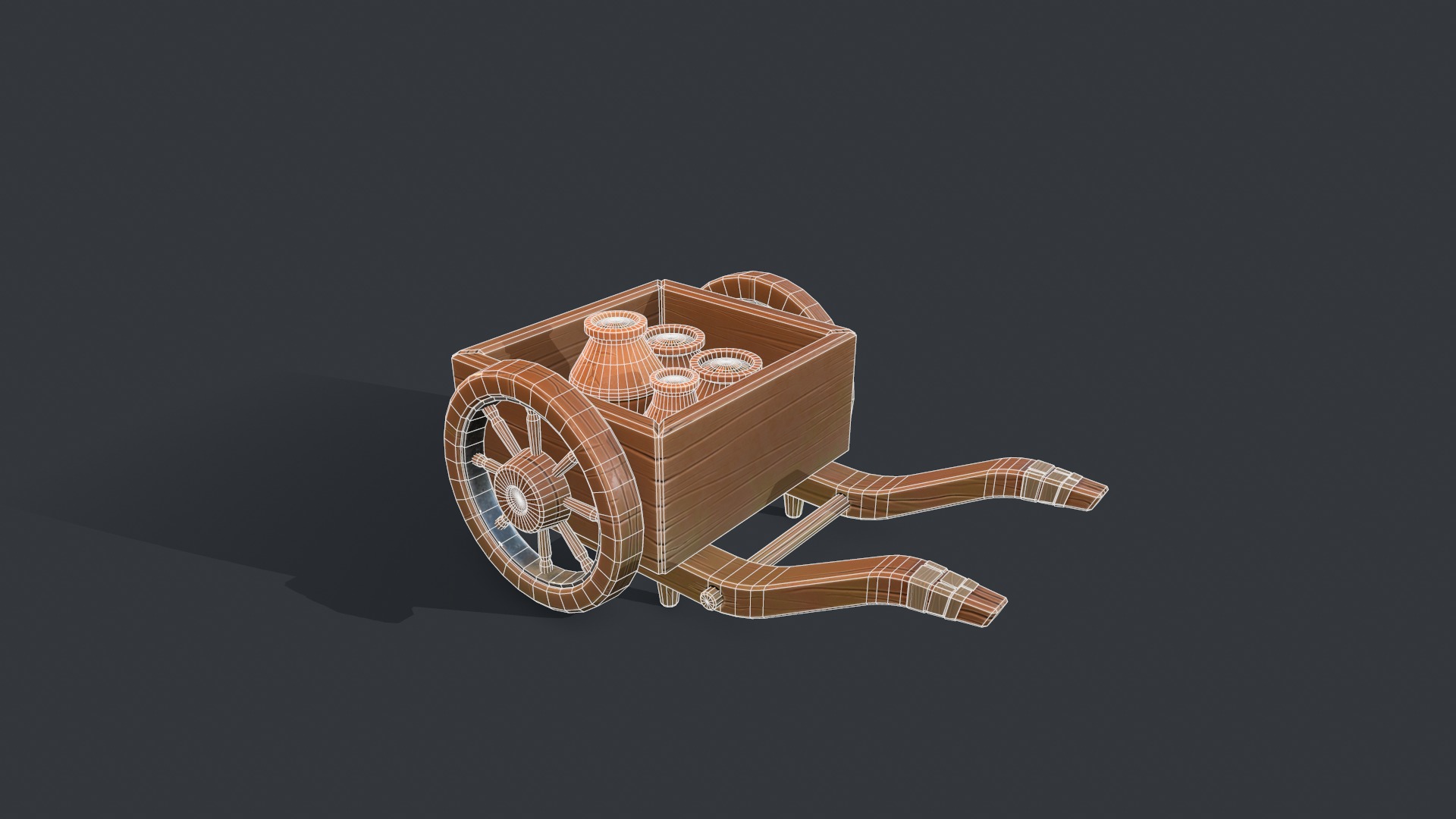 Stylized Wheelbarrow Low-poly 3D model_8