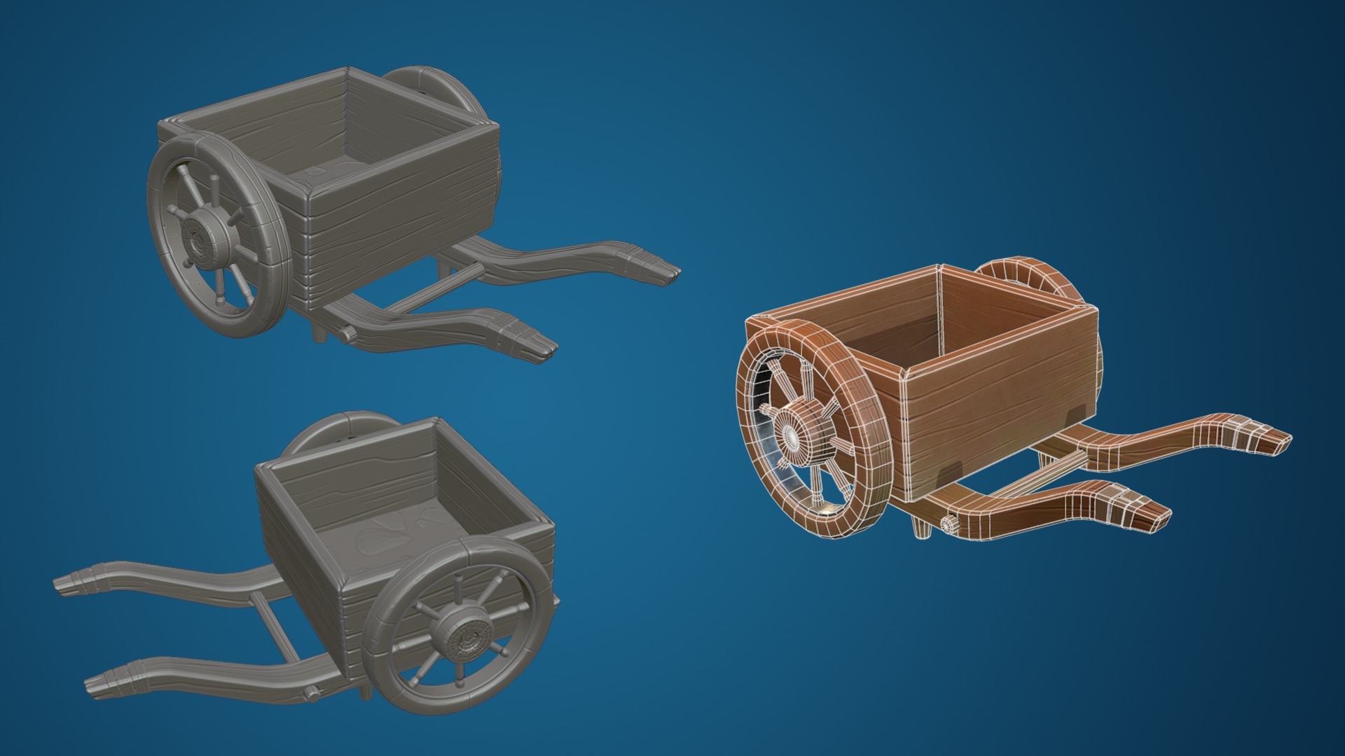 Stylized Wheelbarrow Low-poly 3D model_9