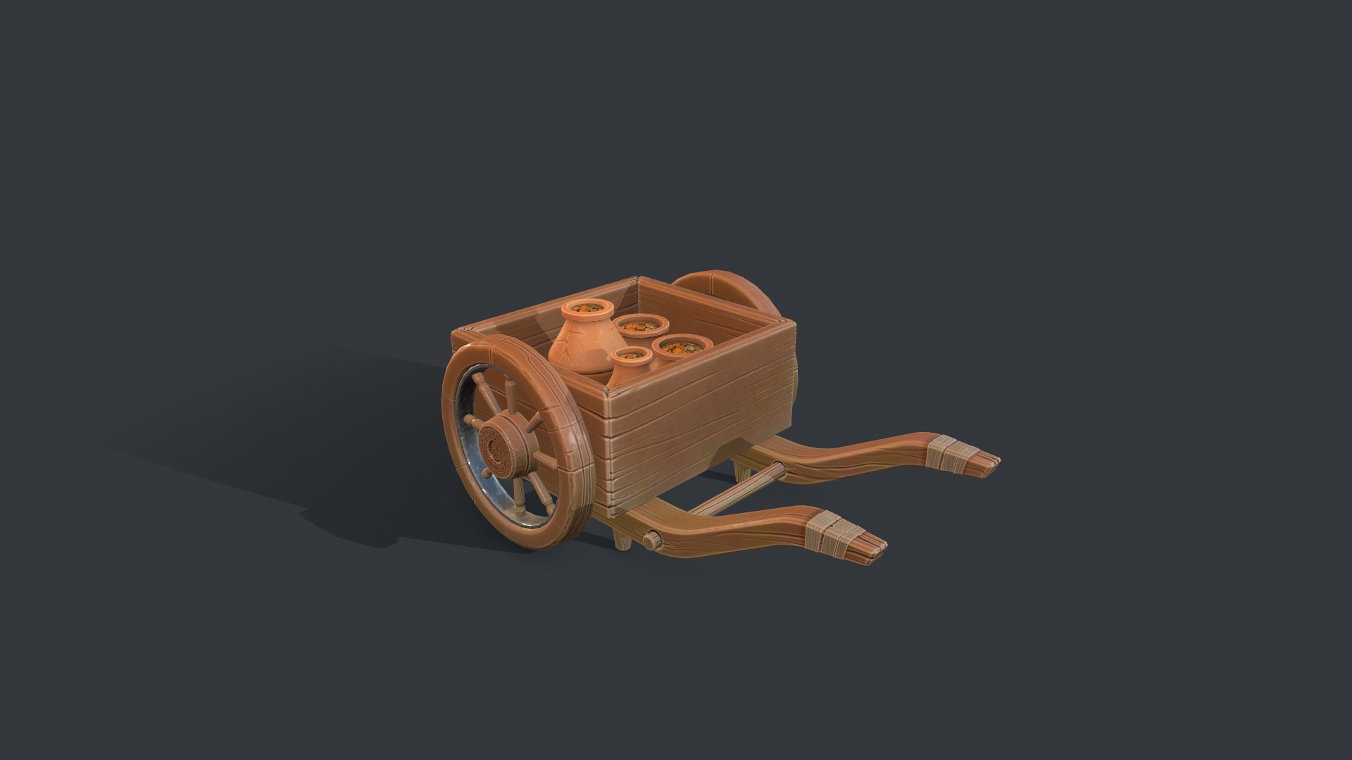 Stylized Wheelbarrow Low-poly 3D model_1