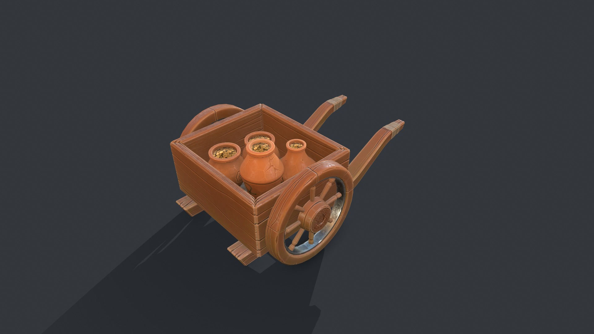 Stylized Wheelbarrow Low-poly 3D model_3