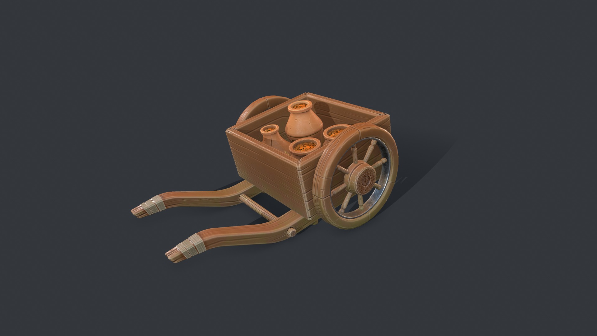 Stylized Wheelbarrow Low-poly 3D model_7