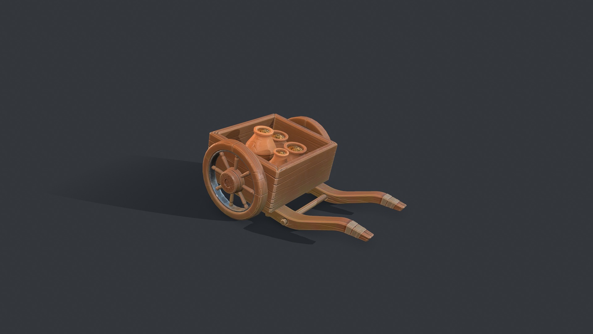 Stylized Wheelbarrow Low-poly 3D model_6