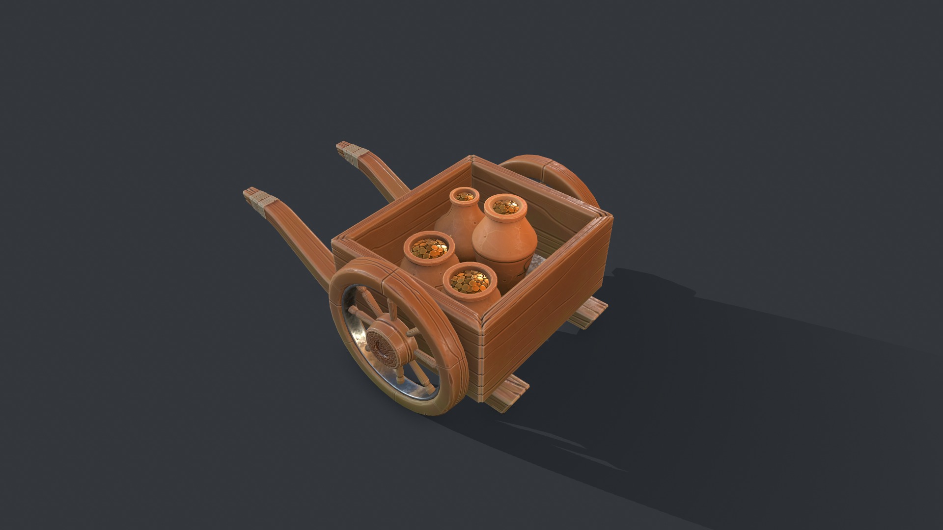 Stylized Wheelbarrow Low-poly 3D model_2