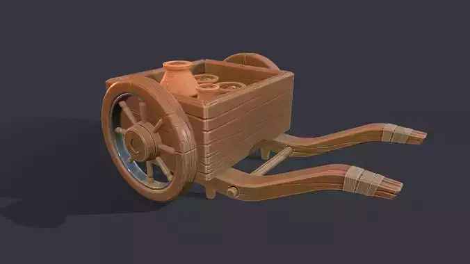 Stylized Wheelbarrow Low-poly 3D model