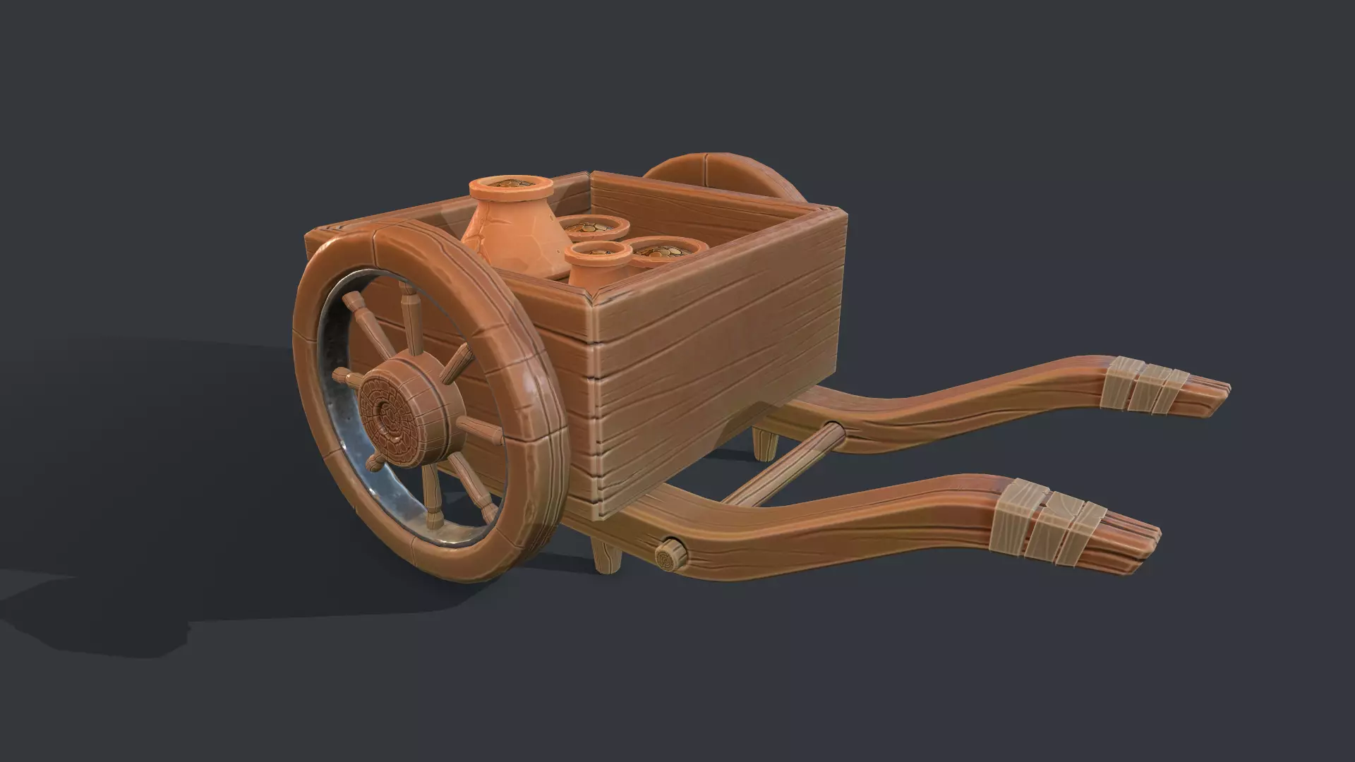 Stylized Wheelbarrow Low-poly 3D model_0