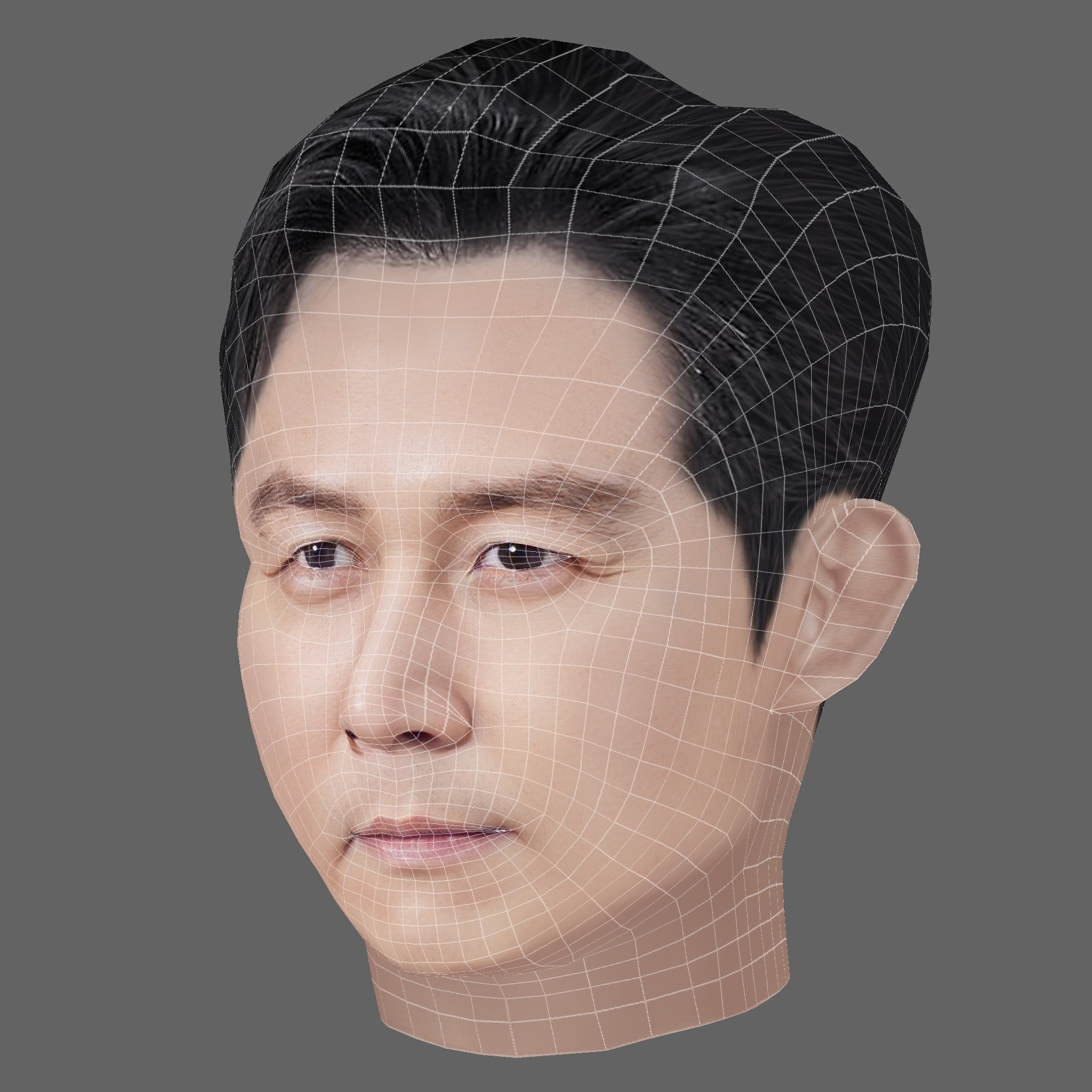 Lee Jung-jae Head - Low poly head for game Low-poly 3D model_7