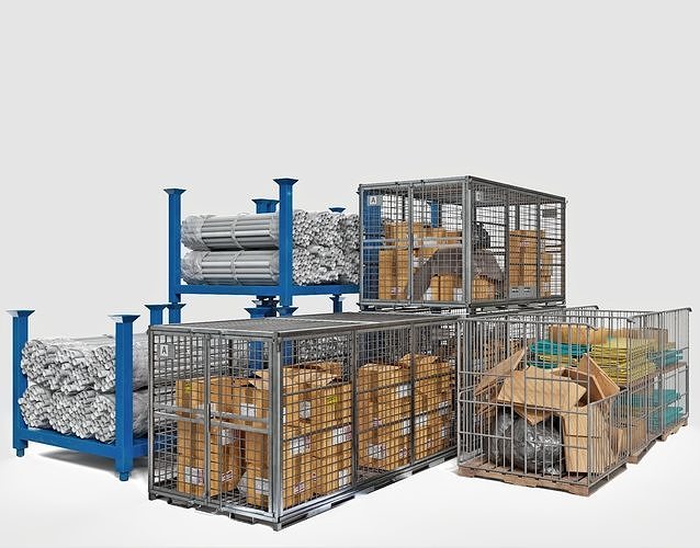 Warehouse materials 3D model