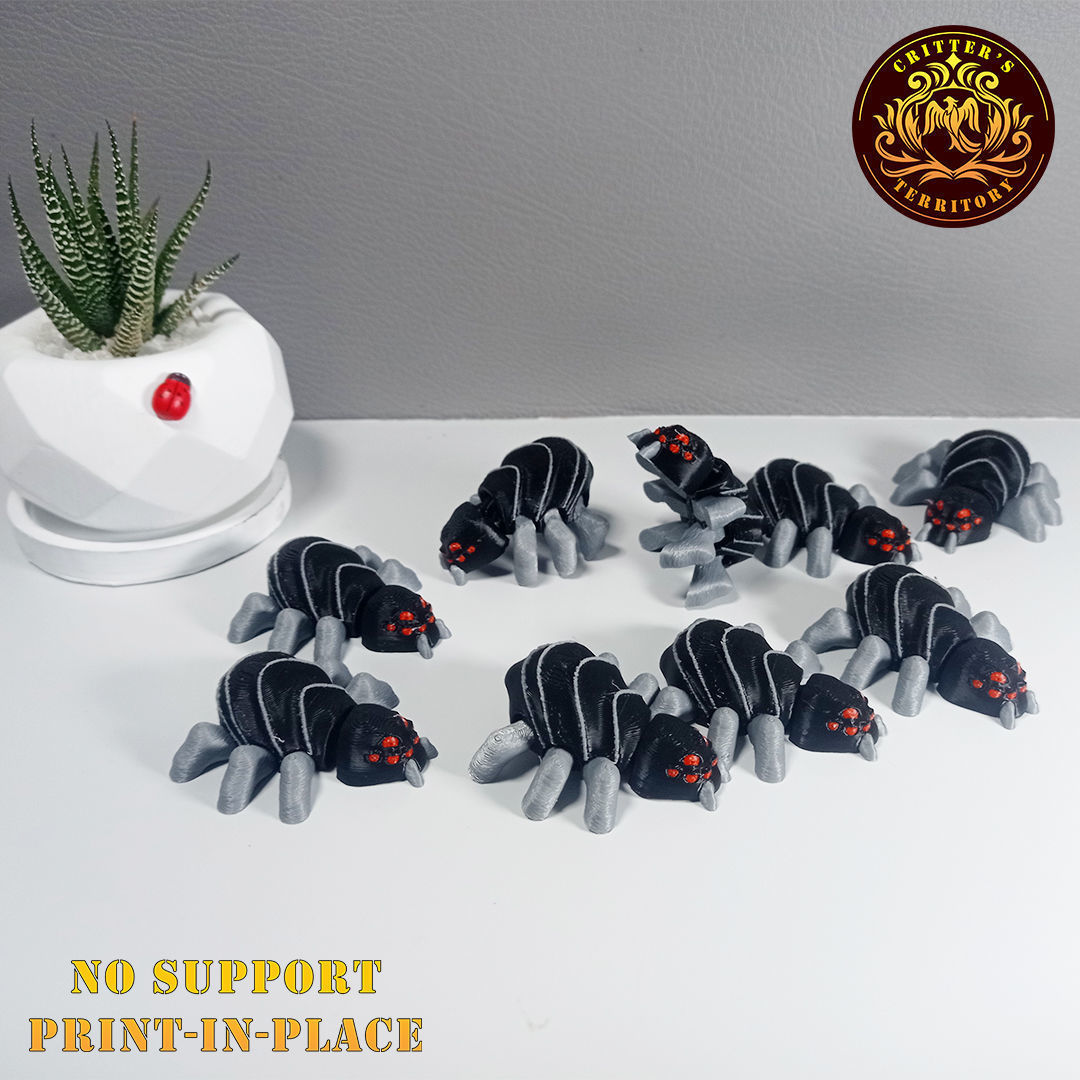 Flexi Mini Spider Halloween Special No support Articulate 3D print model_1