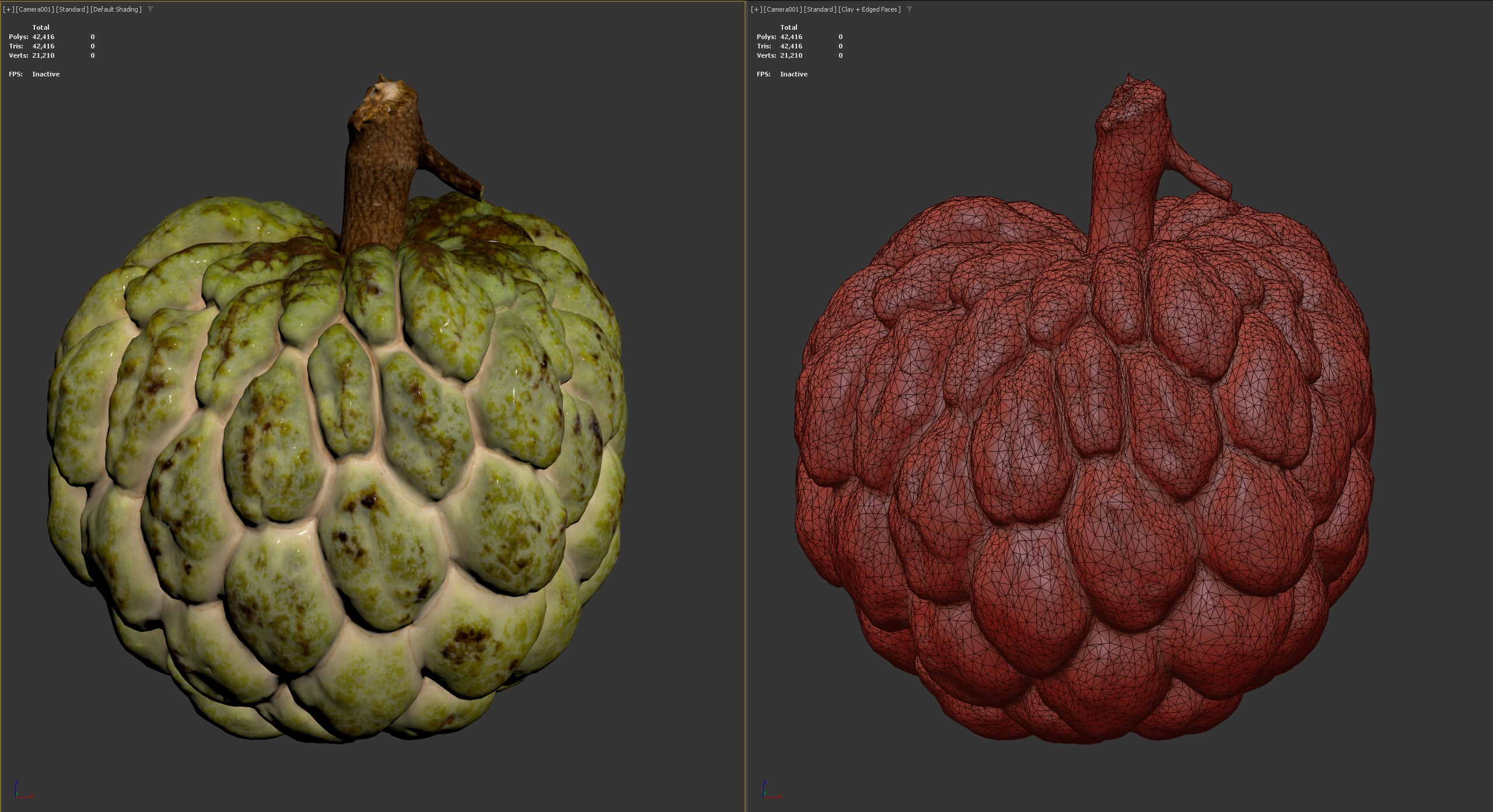 Custard Apple Low-poly 3D model_3