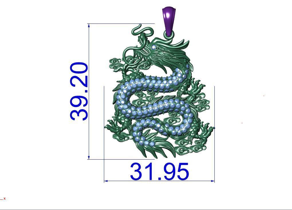 pendant dragon 3D print model_4