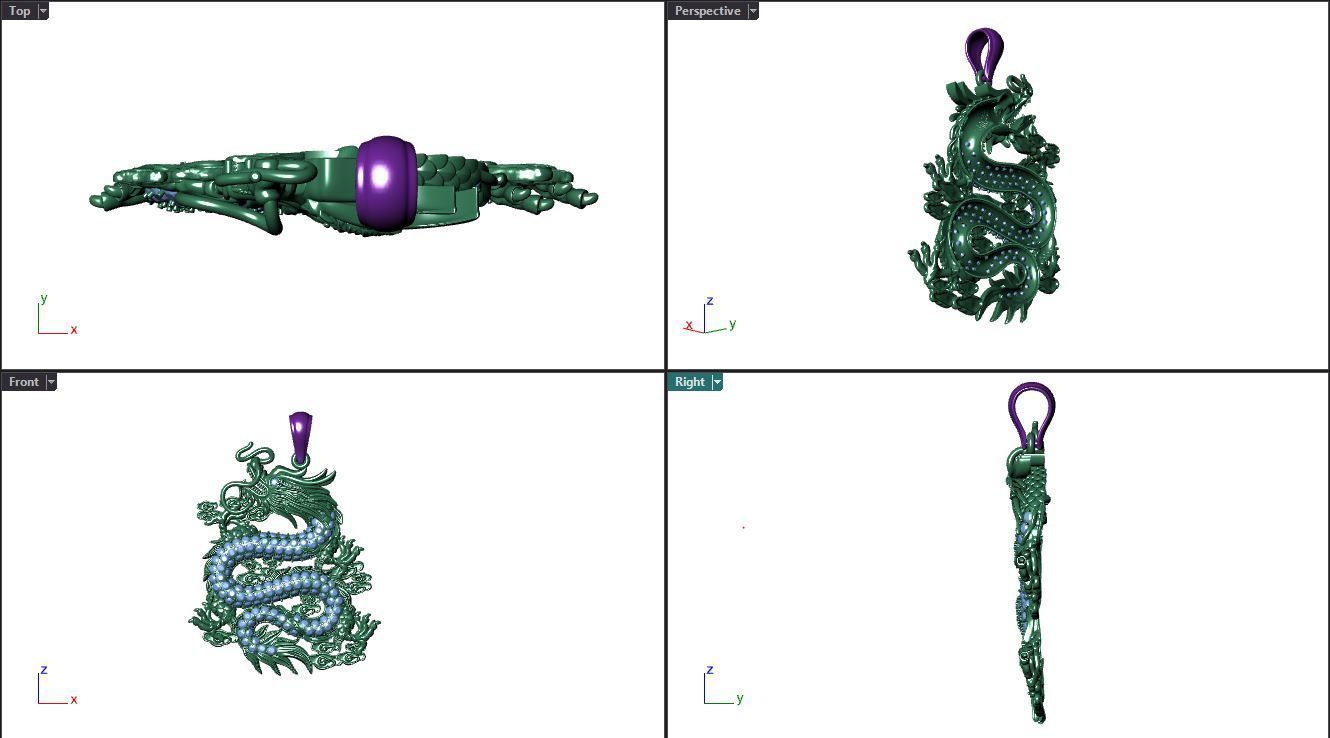 pendant dragon 3D print model_7