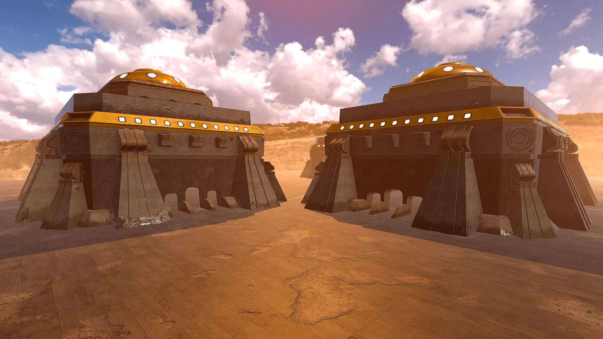 SciFi Desert Building 2 Low-poly 3D model_0