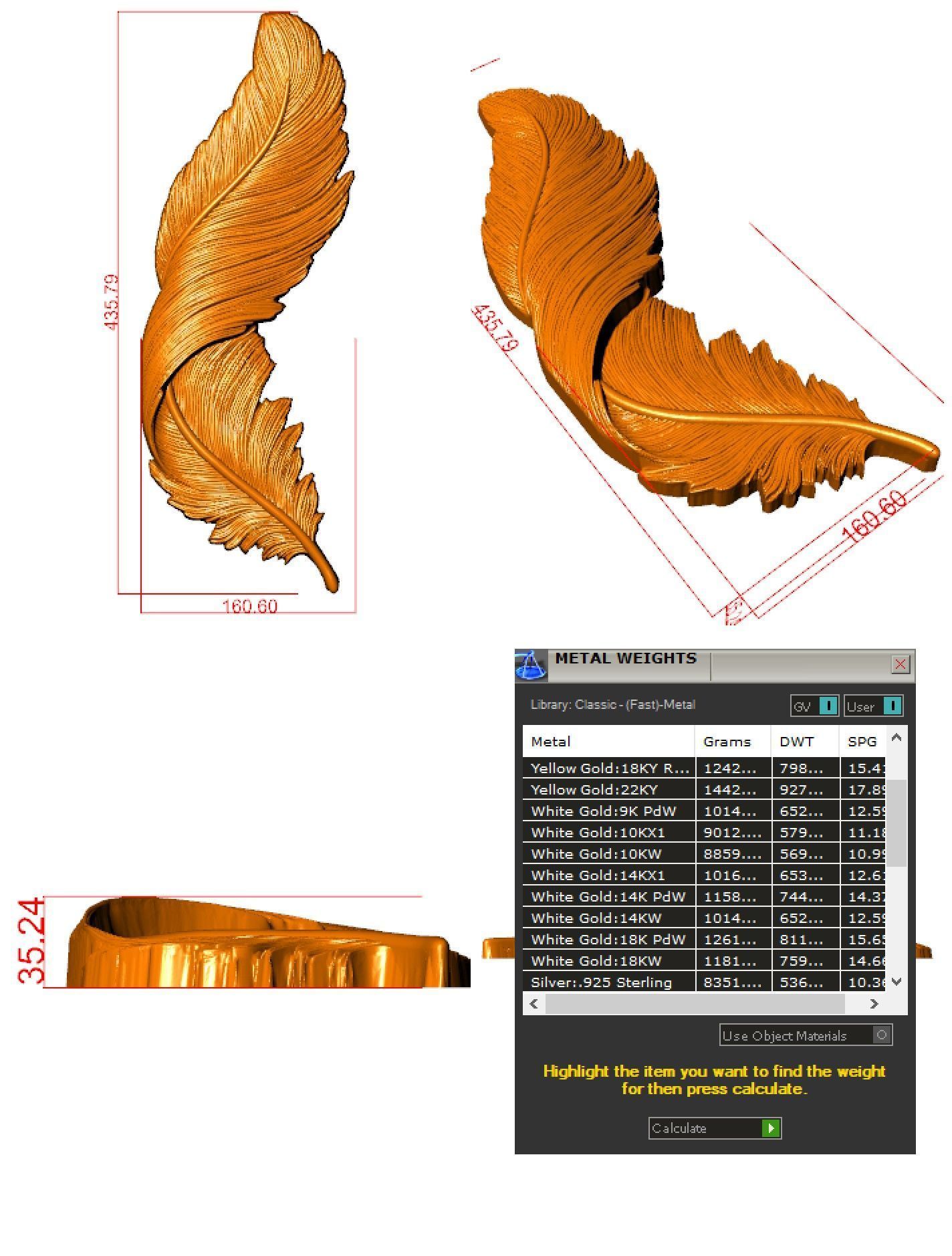 Feather relief 3D print model_2
