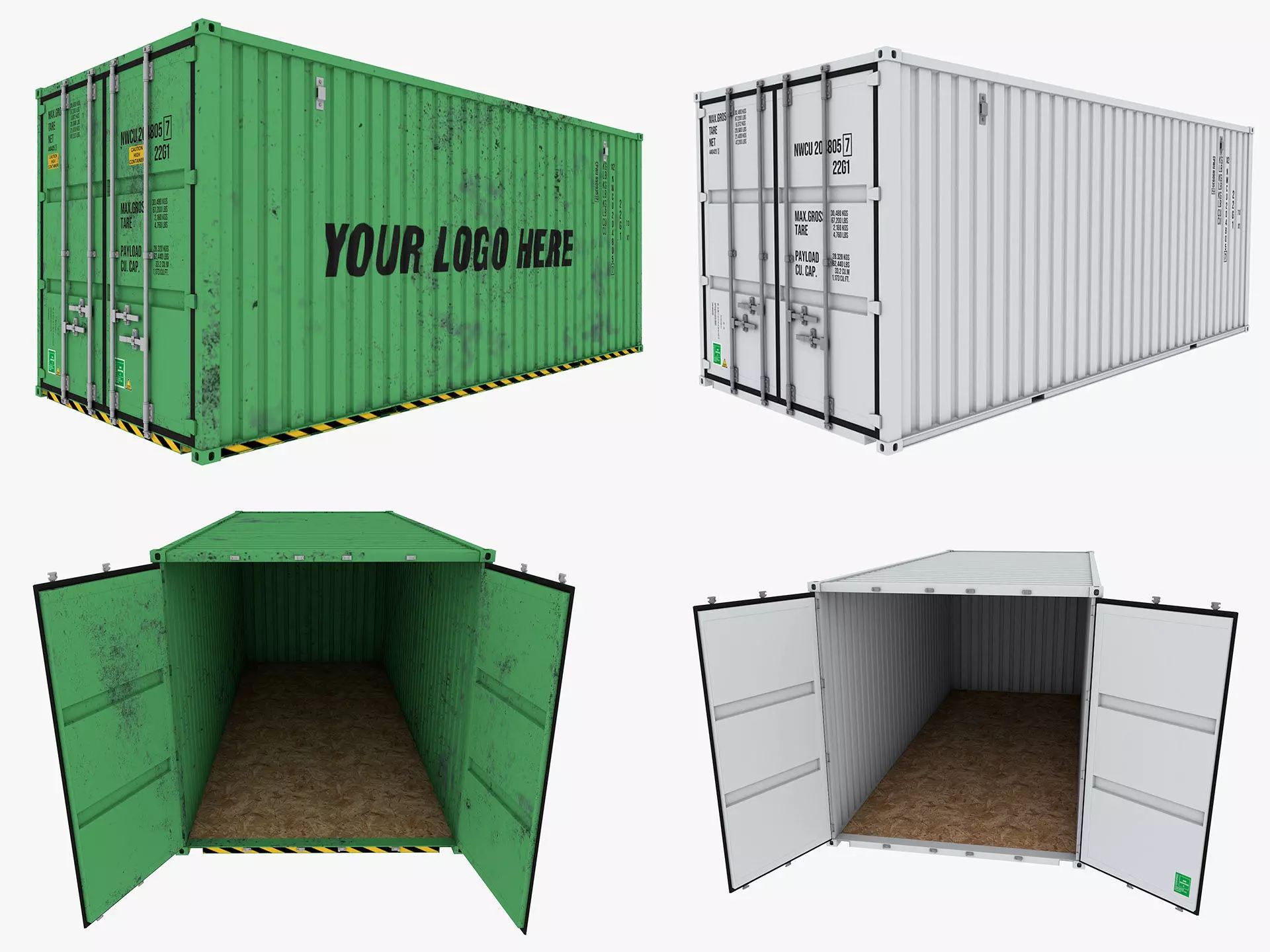 Container shipping cargo Low-poly 3D model_0