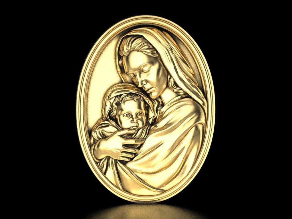 Mary with Baby Jesus 3D print model_5