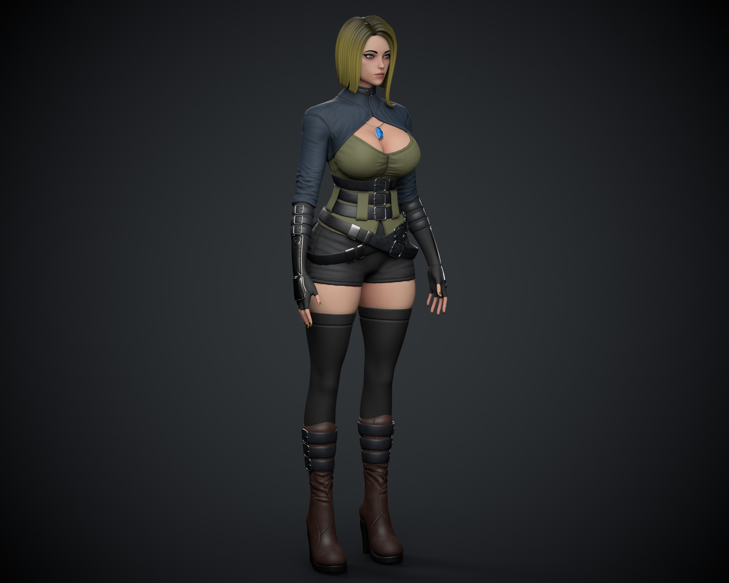 Female Character - PBR Game Ready Low-poly 3D model_5