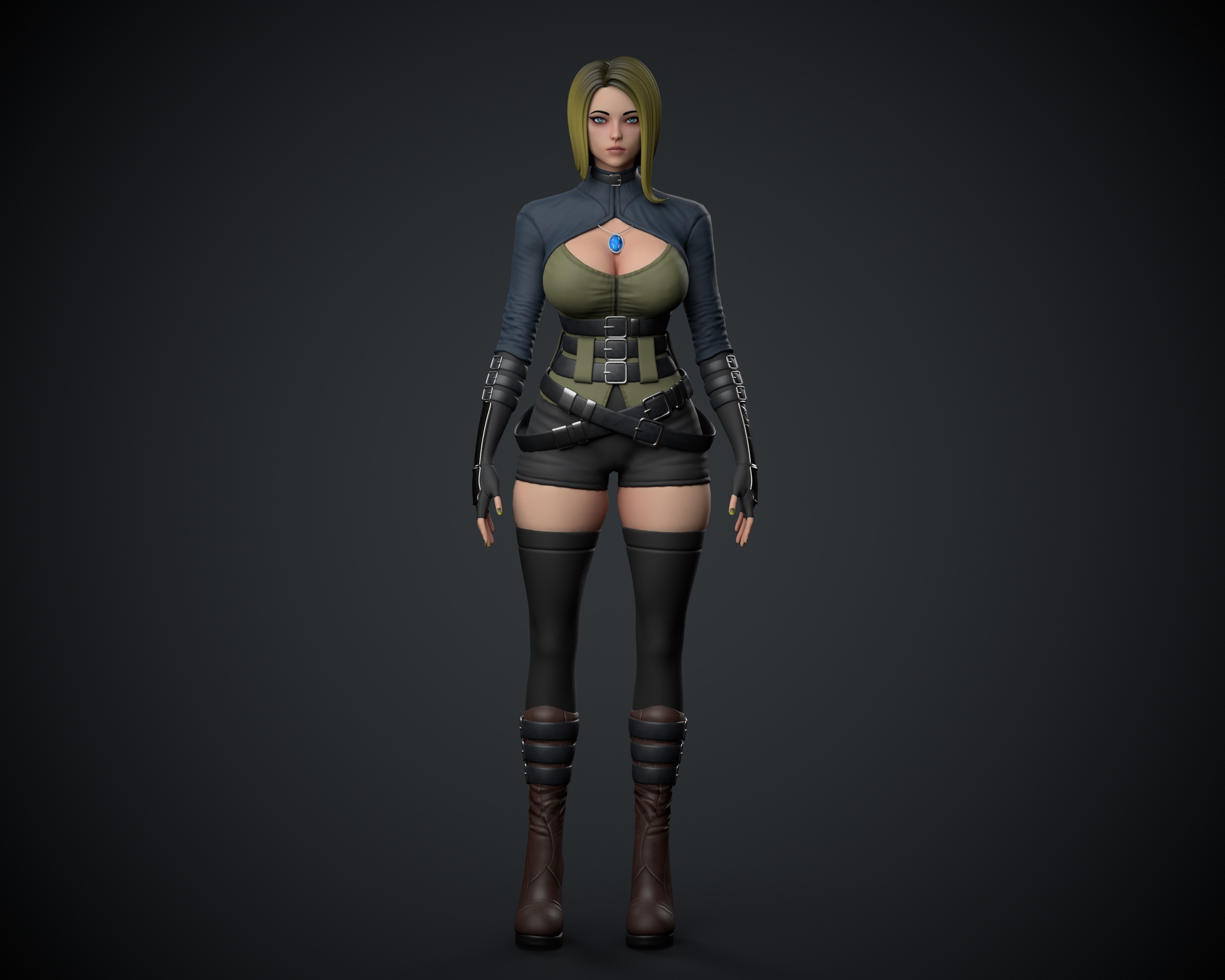 Female Character - PBR Game Ready Low-poly 3D model_3