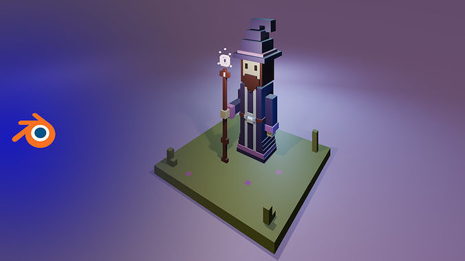 Voxel Wizard Low-poly 3D model