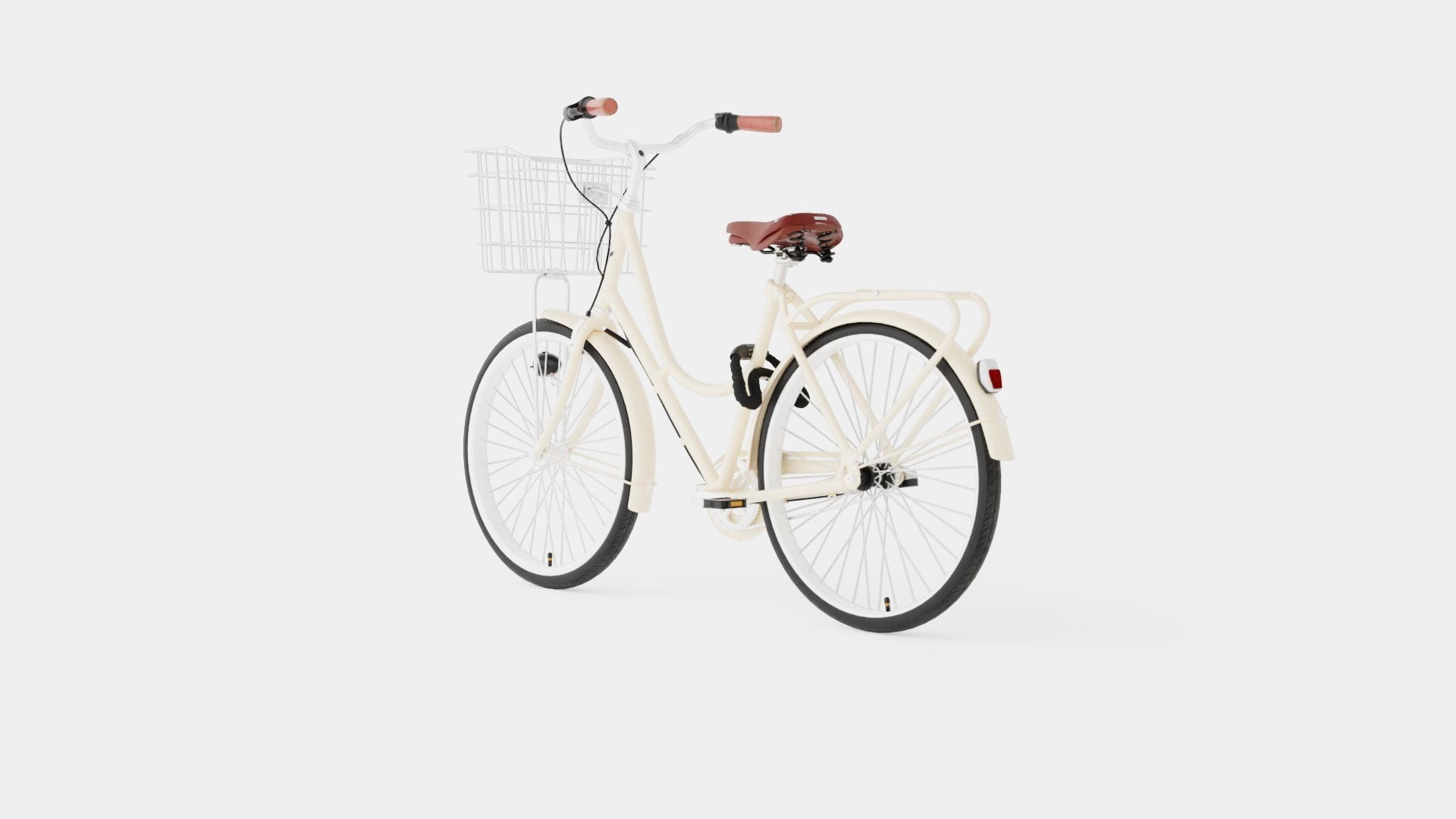 Cream Bicycle Low-poly 3D model_3