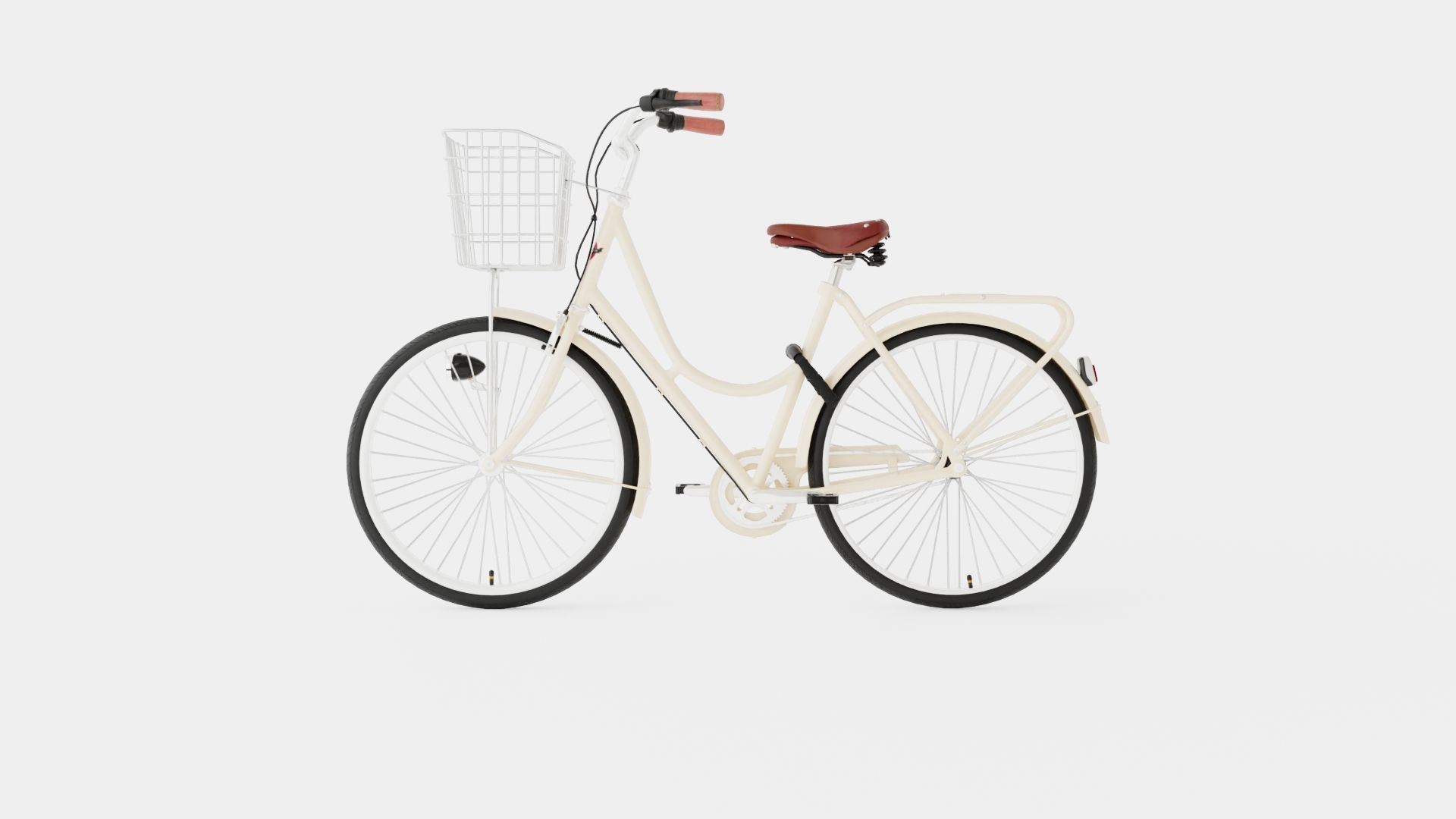 Cream Bicycle Low-poly 3D model_4