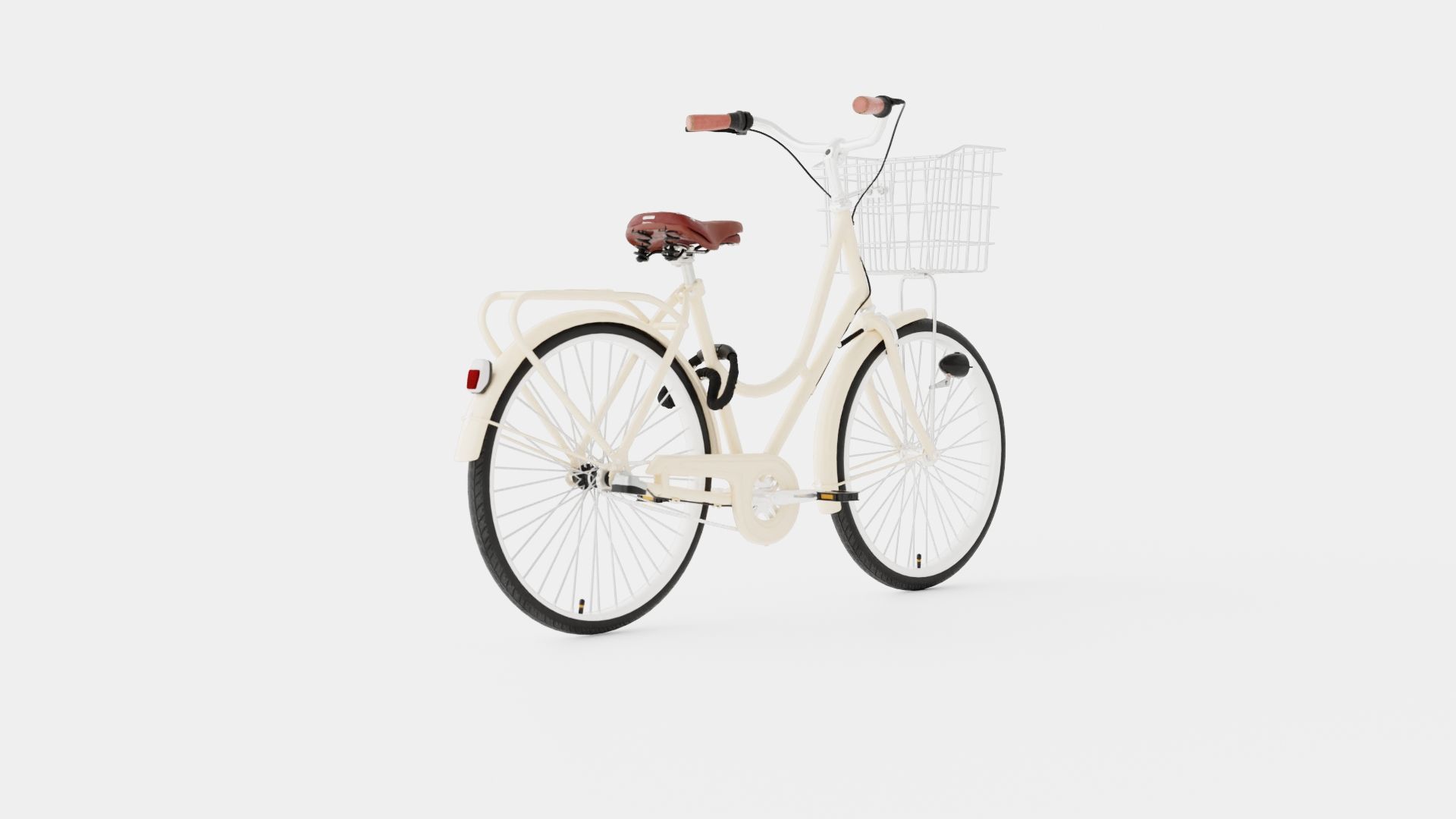 Cream Bicycle Low-poly 3D model_1