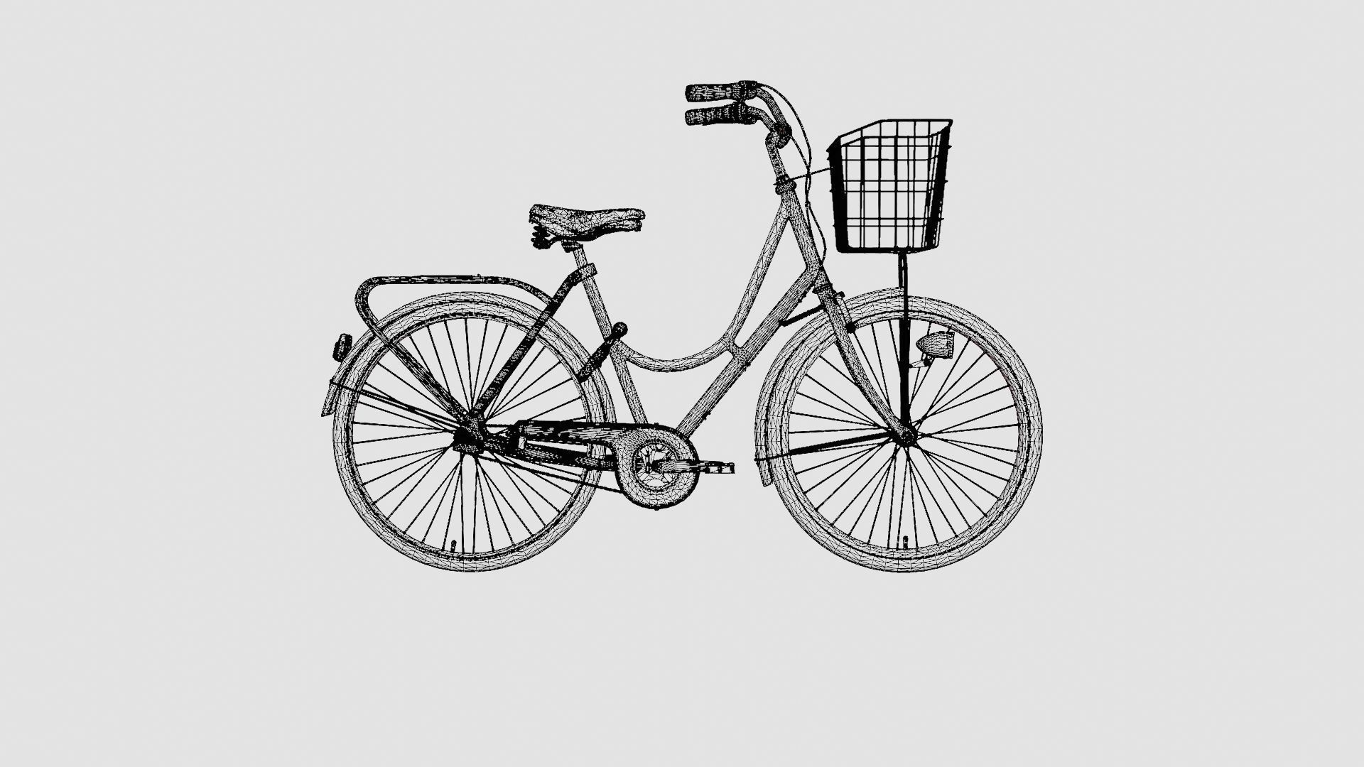 Cream Bicycle Low-poly 3D model_6