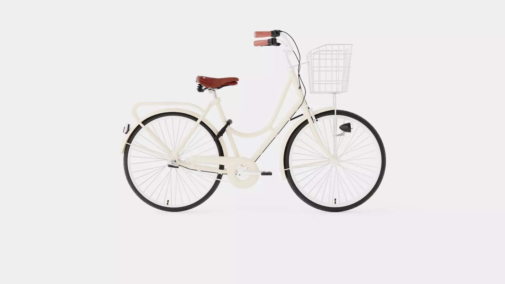 Cream Bicycle Low-poly 3D model_0