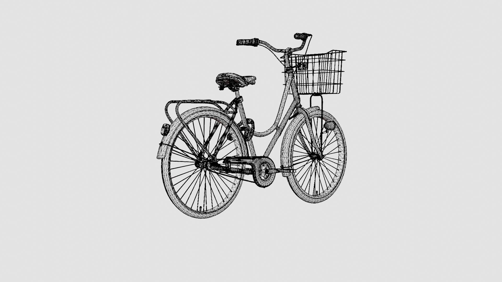 Cream Bicycle Low-poly 3D model_7