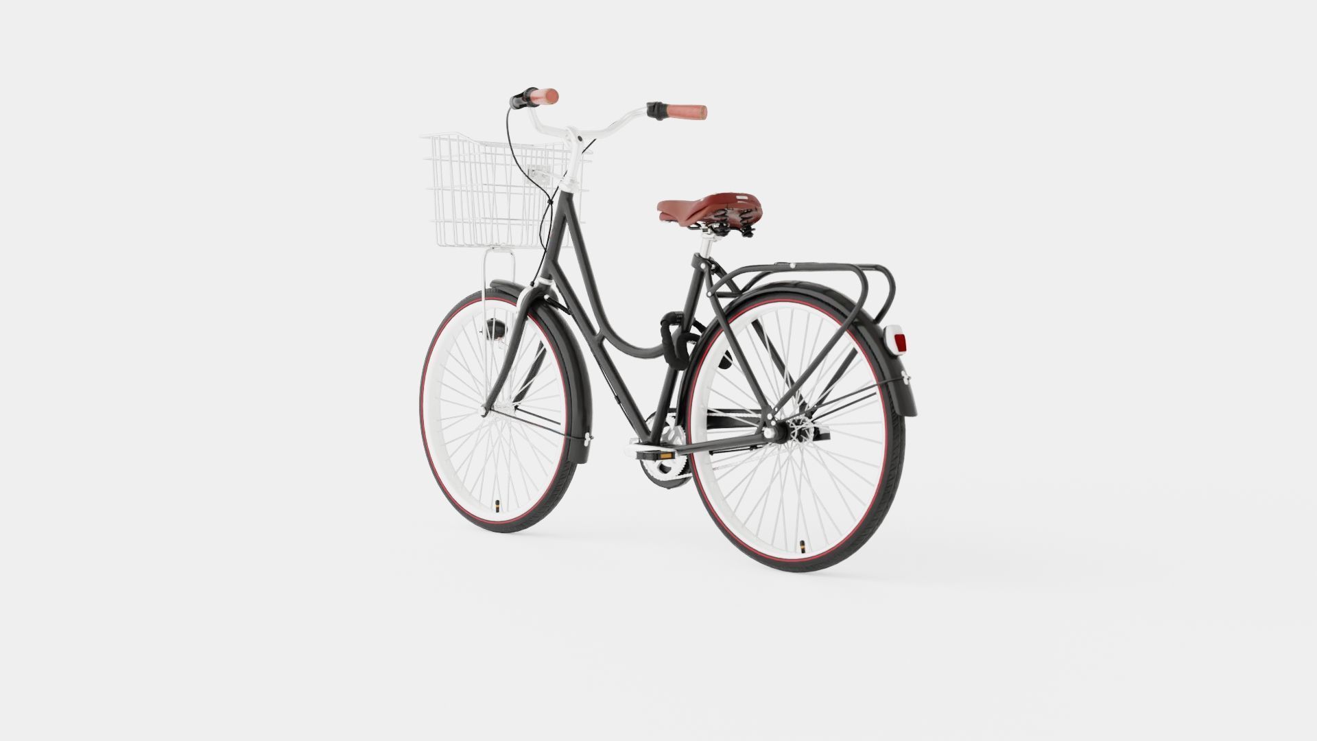 Black Bicycle Low-poly 3D model_3