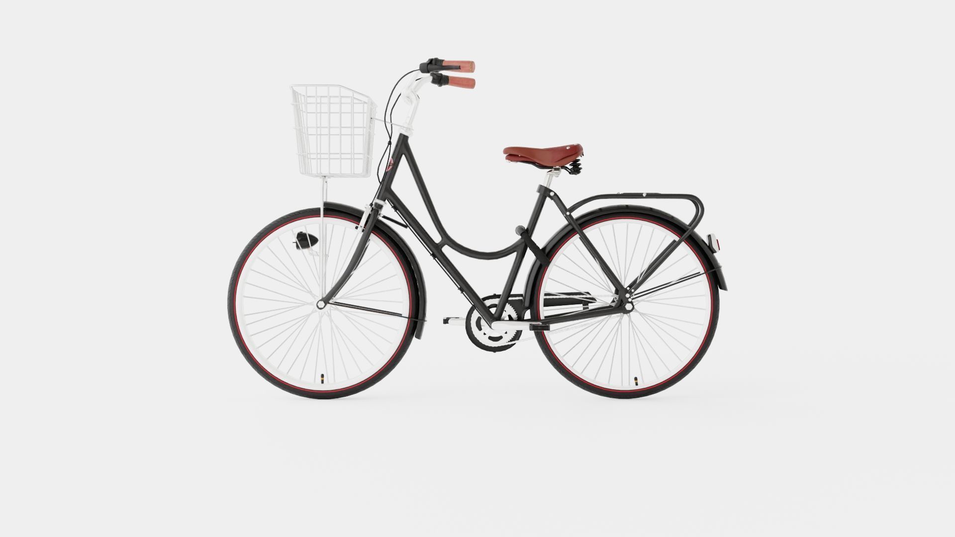 Black Bicycle Low-poly 3D model_4
