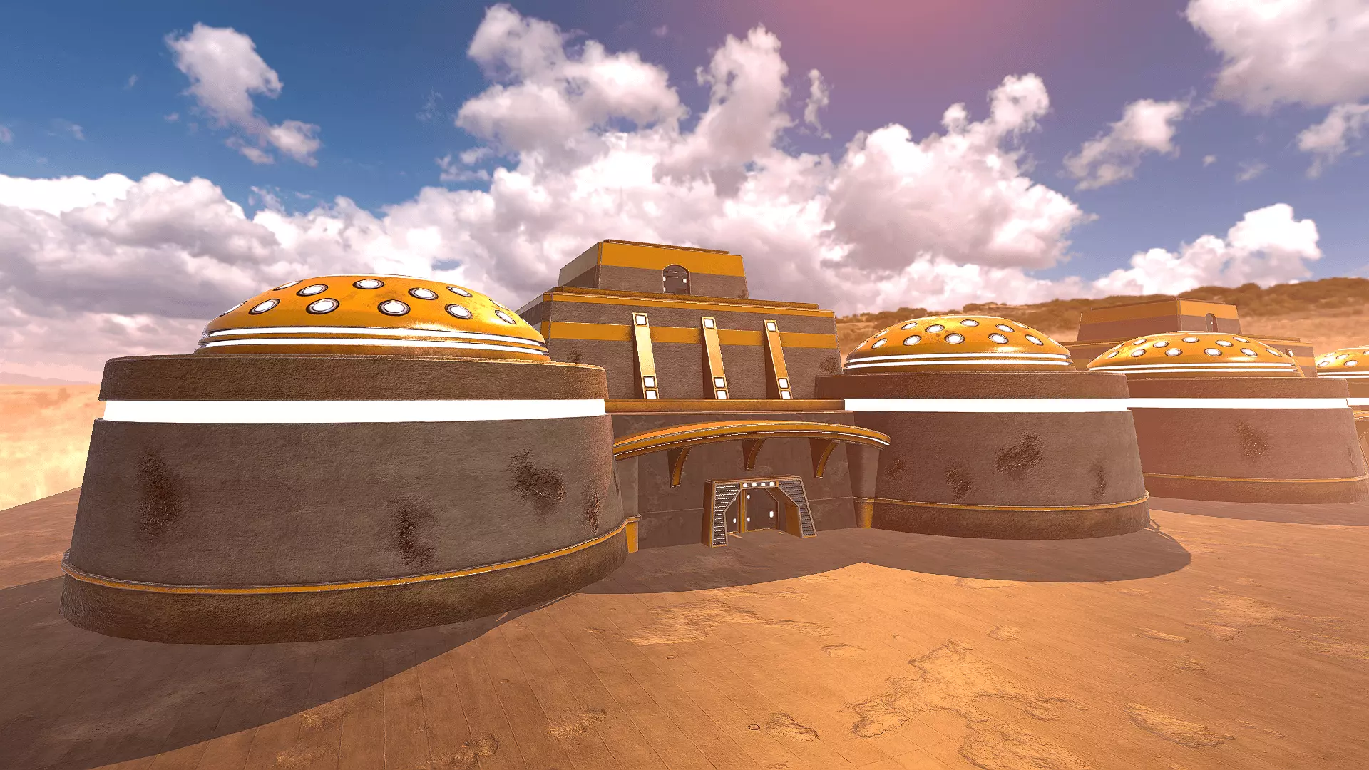 SciFi Desert Building 3 Low-poly 3D model_0