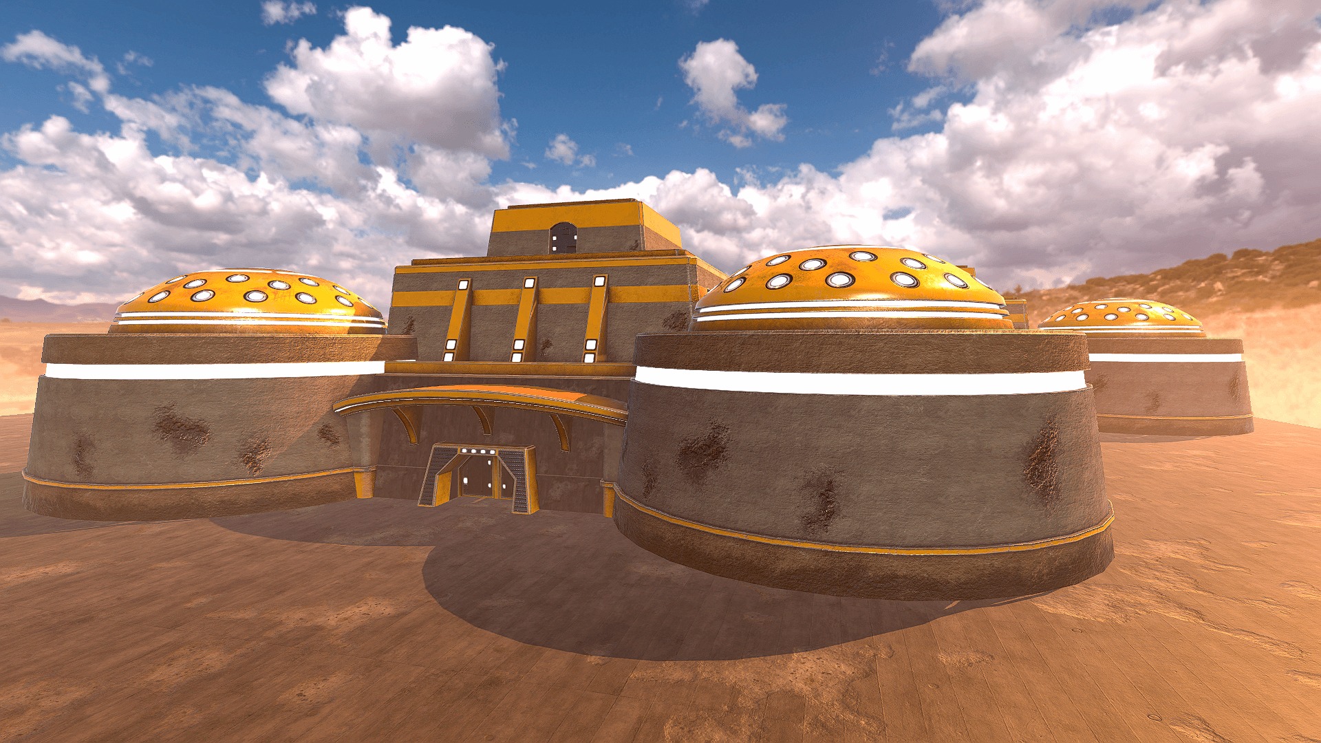 SciFi Desert Building 3 Low-poly 3D model_1